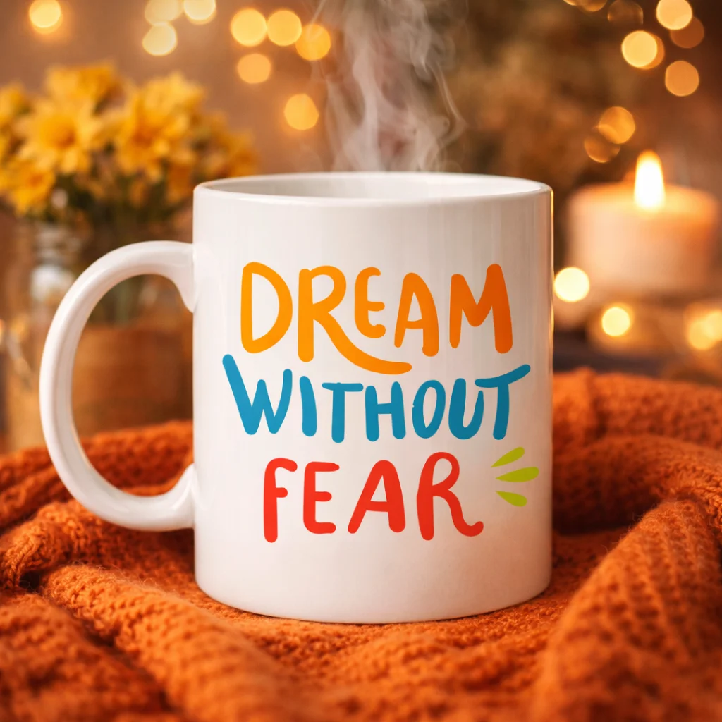 Northcity Dream Without Fear Yazılı Porselen Kupa | Motivasyon Te