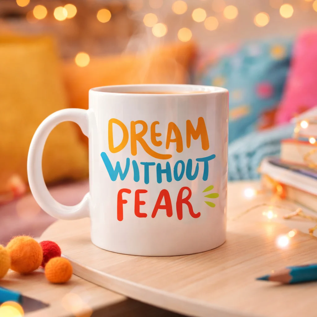 Northcity Dream Without Fear Yazılı Porselen Kupa | Motivasyon Te