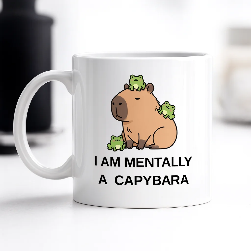 Eğlenceli Kapibara Tasarımı Seramik Kahve Kupası - I Am Mentally A Capybara Model 214 Fiyatı, Yorumları ve Özellikleri