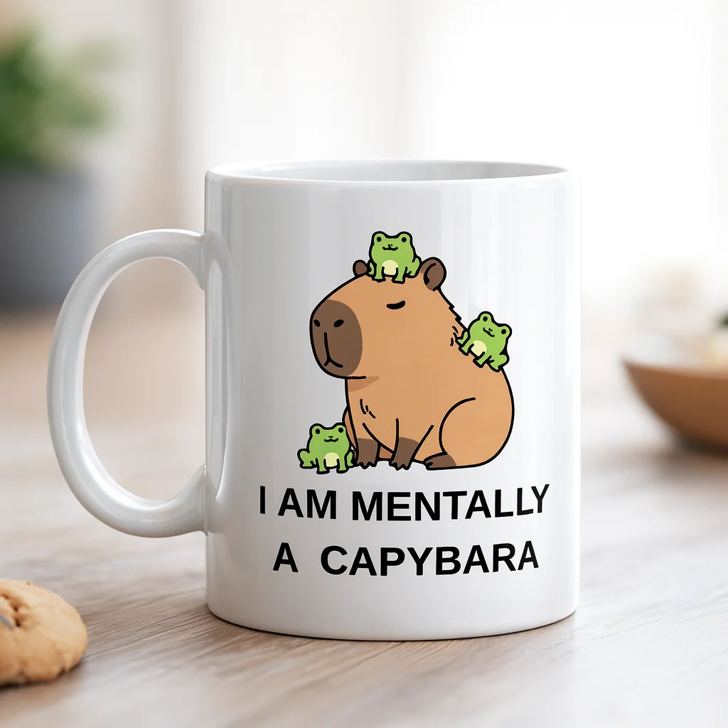Eğlenceli Kapibara Tasarımı Seramik Kahve Kupası - I Am Mentally A Capybara Model 214 Fiyatı, Yorumları ve Özellikleri