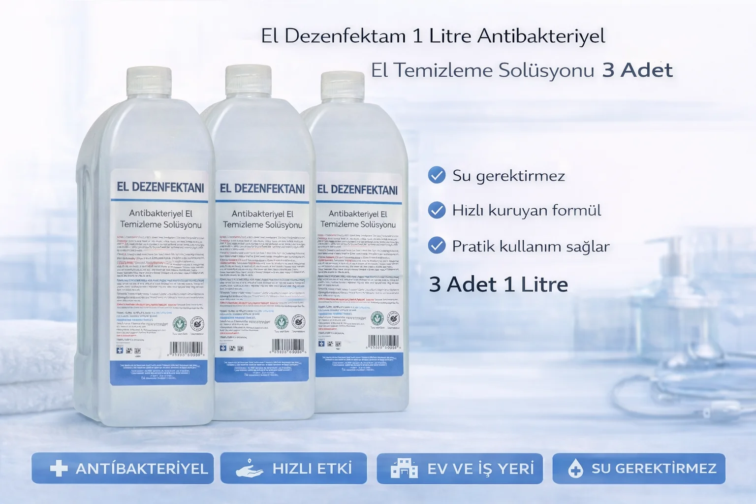 Northcity El Dezenfektanı 1 Litre Antibakteriyel El Temizleme Sol