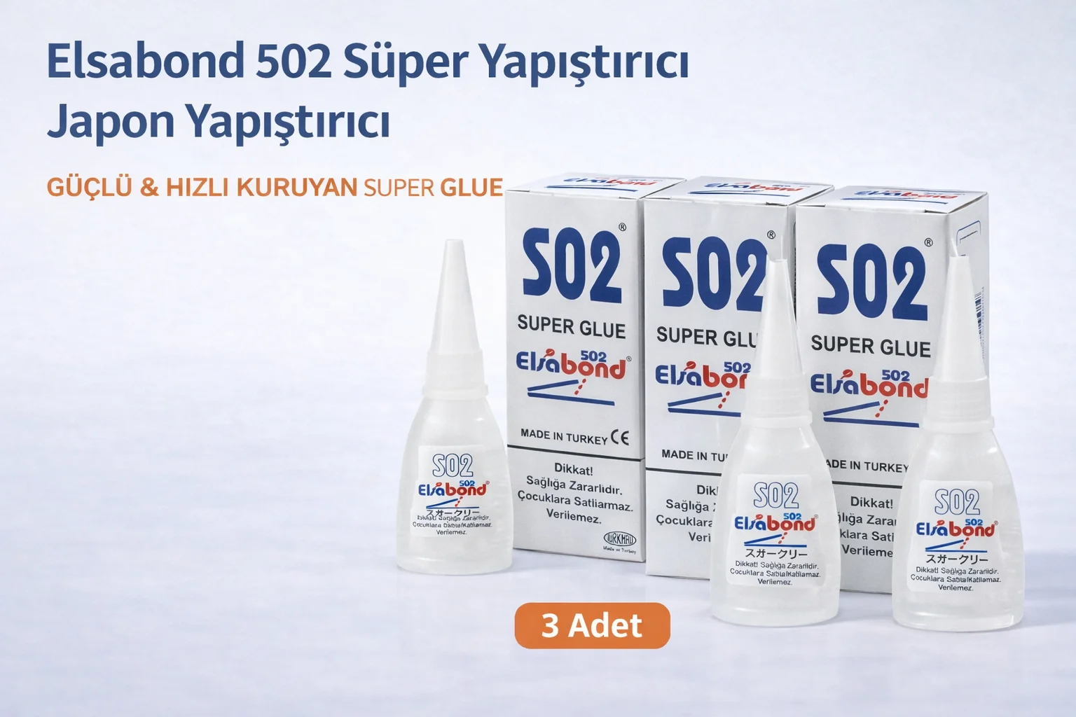 Elsabond 502 Süper Yapıştırıcı 20g - Güçlü Hızlı Kuruyan Japon Super Glue