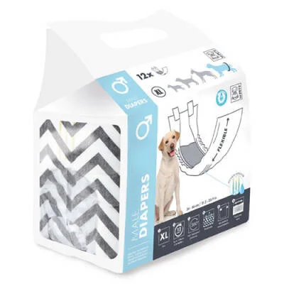 Northcity Erkek Köpekler İçin Diapers Külot Bez XLarge 12'li Pake