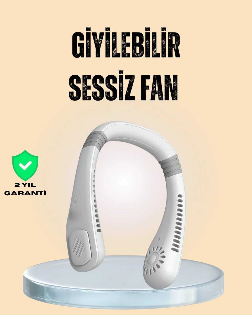 Esnek Silikon Tasarımlı Taşınabilir Kişisel Fan - Boyun Fanı