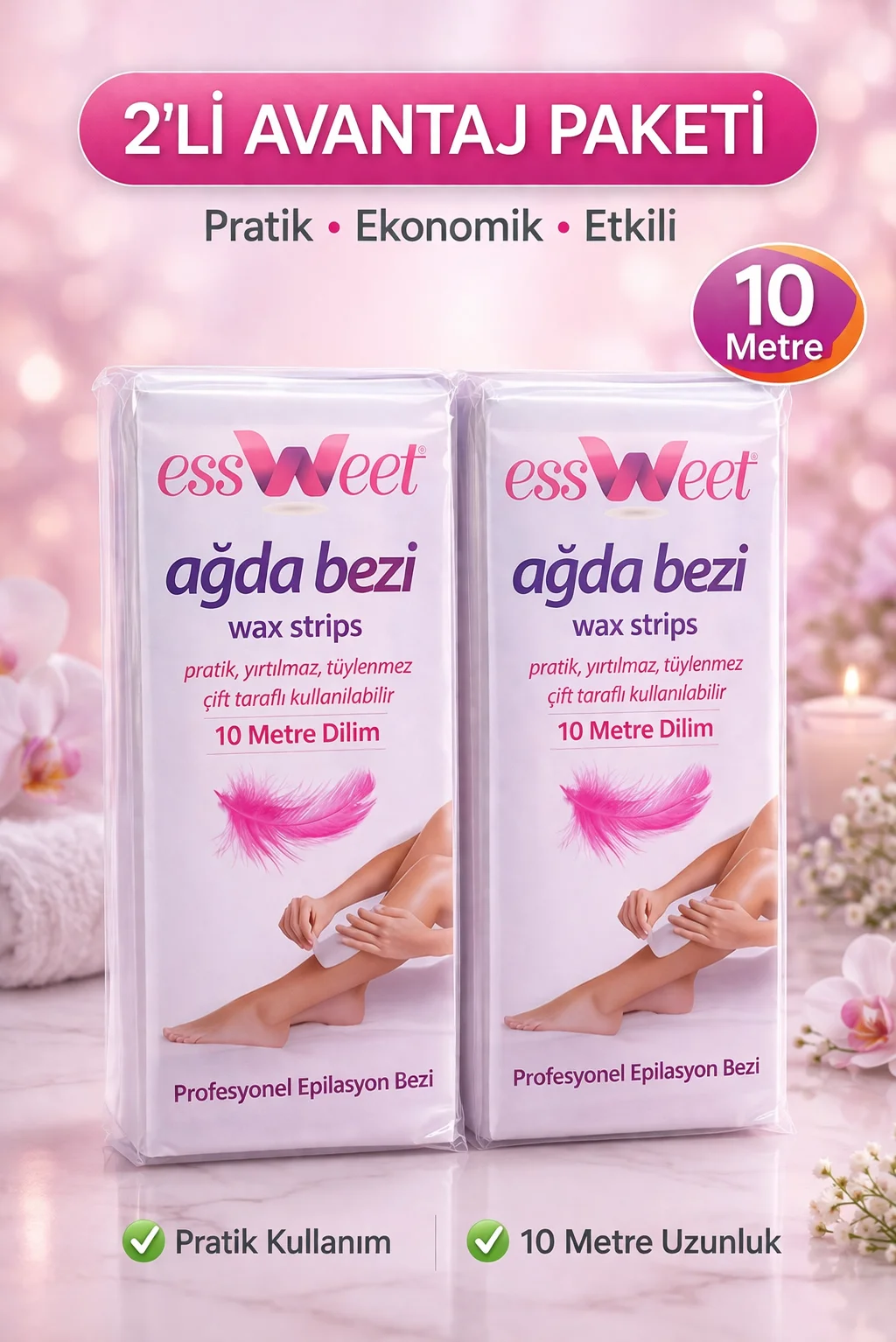 Northcity Essweet Ağda Bezi 10 Metre Çift Taraflı Yırtılmaz Profe