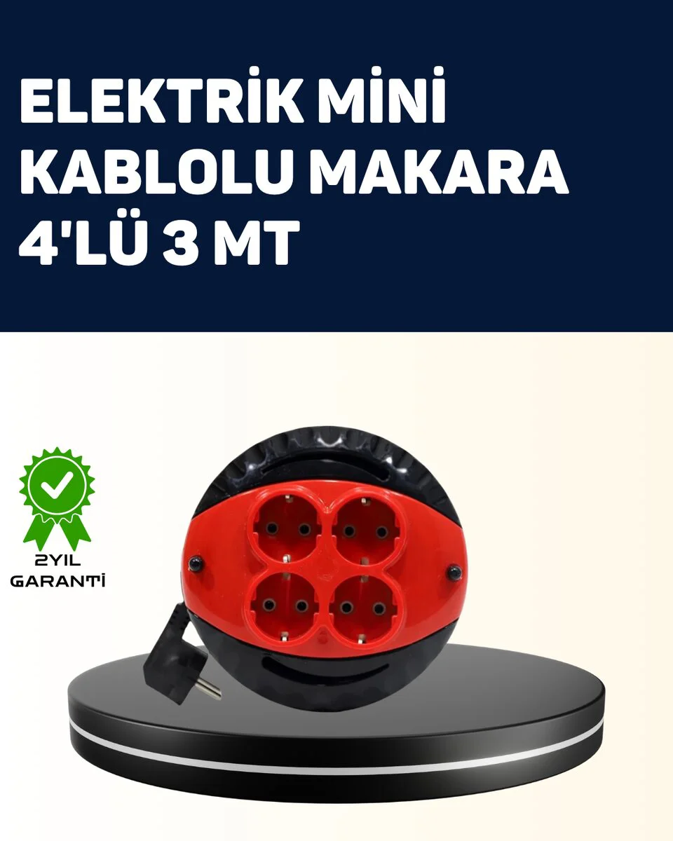 Northcity Ev ve Ofis İçin 3 Metre Kablolu 4 Priz Makarası - Priz 