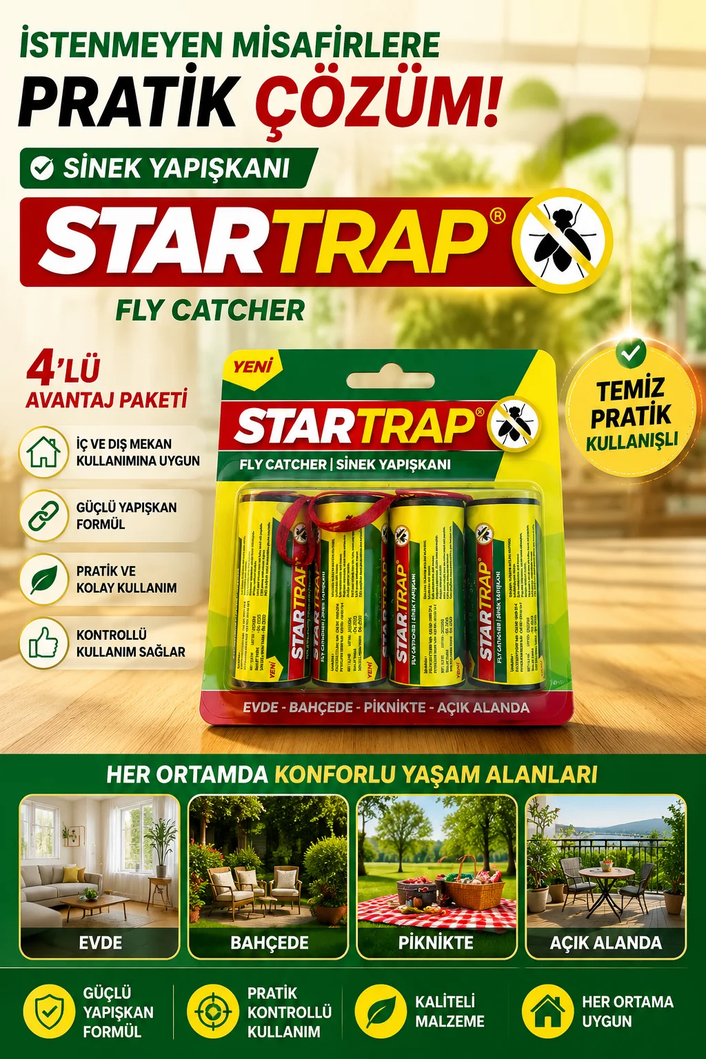 Northcity Fly Catcher Sinek Yapışkanı - İç ve Dış Mekan Kullanımına Uygun