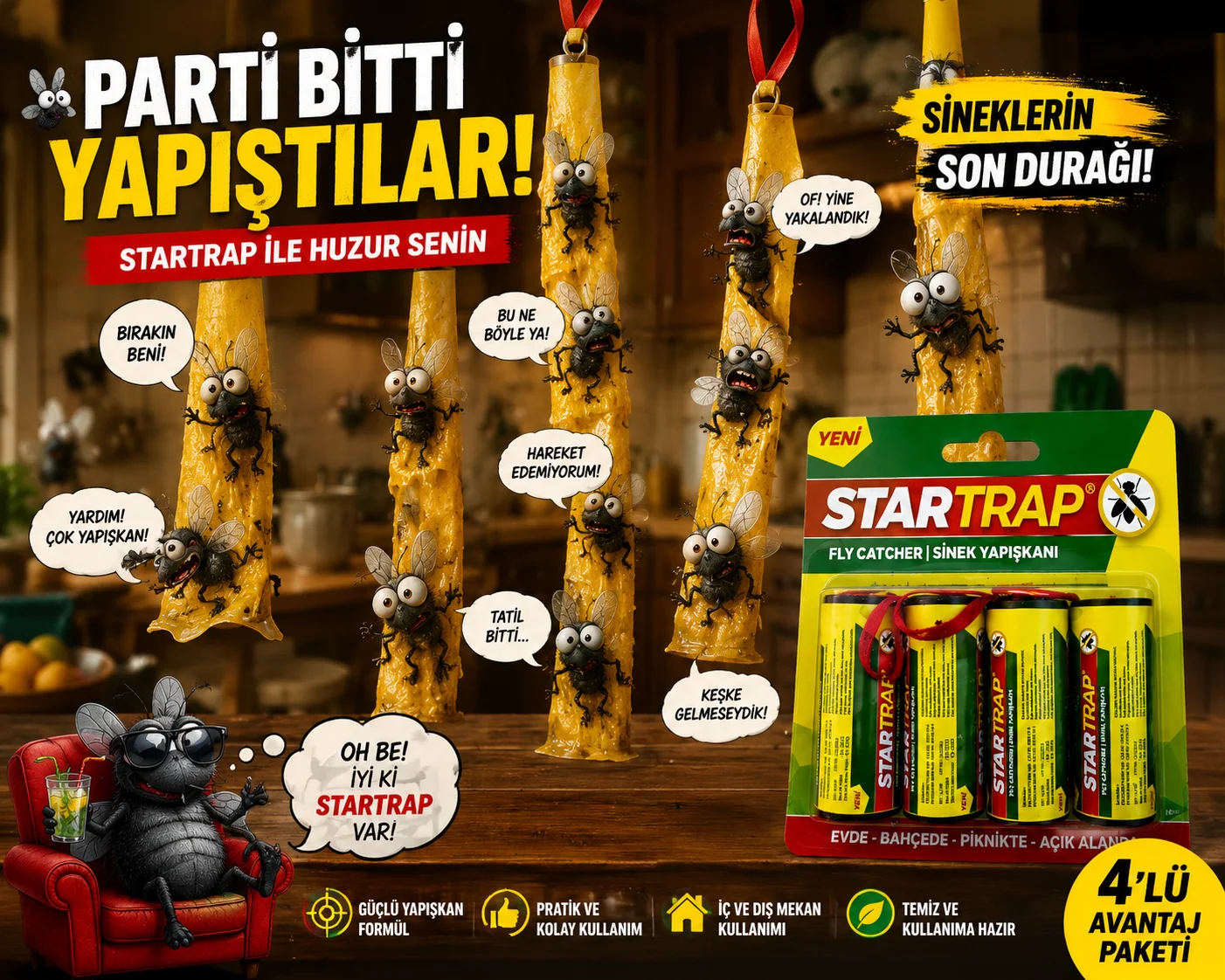 Northcity Fly Catcher Sinek Yapışkanı - İç ve Dış Mekan Kullanımına Uygun