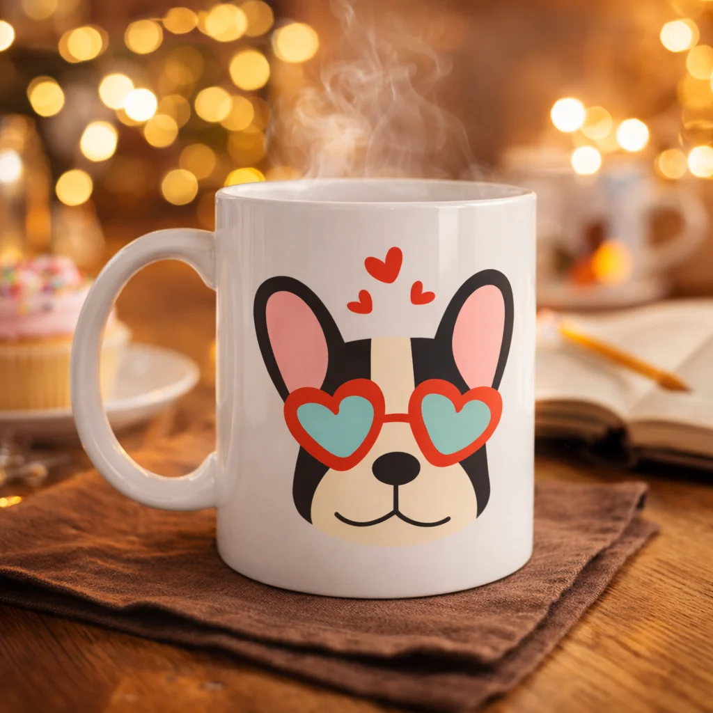 Northcity French Bulldog Porselen Kupa - Sevimli Köpek Tasarımlı 