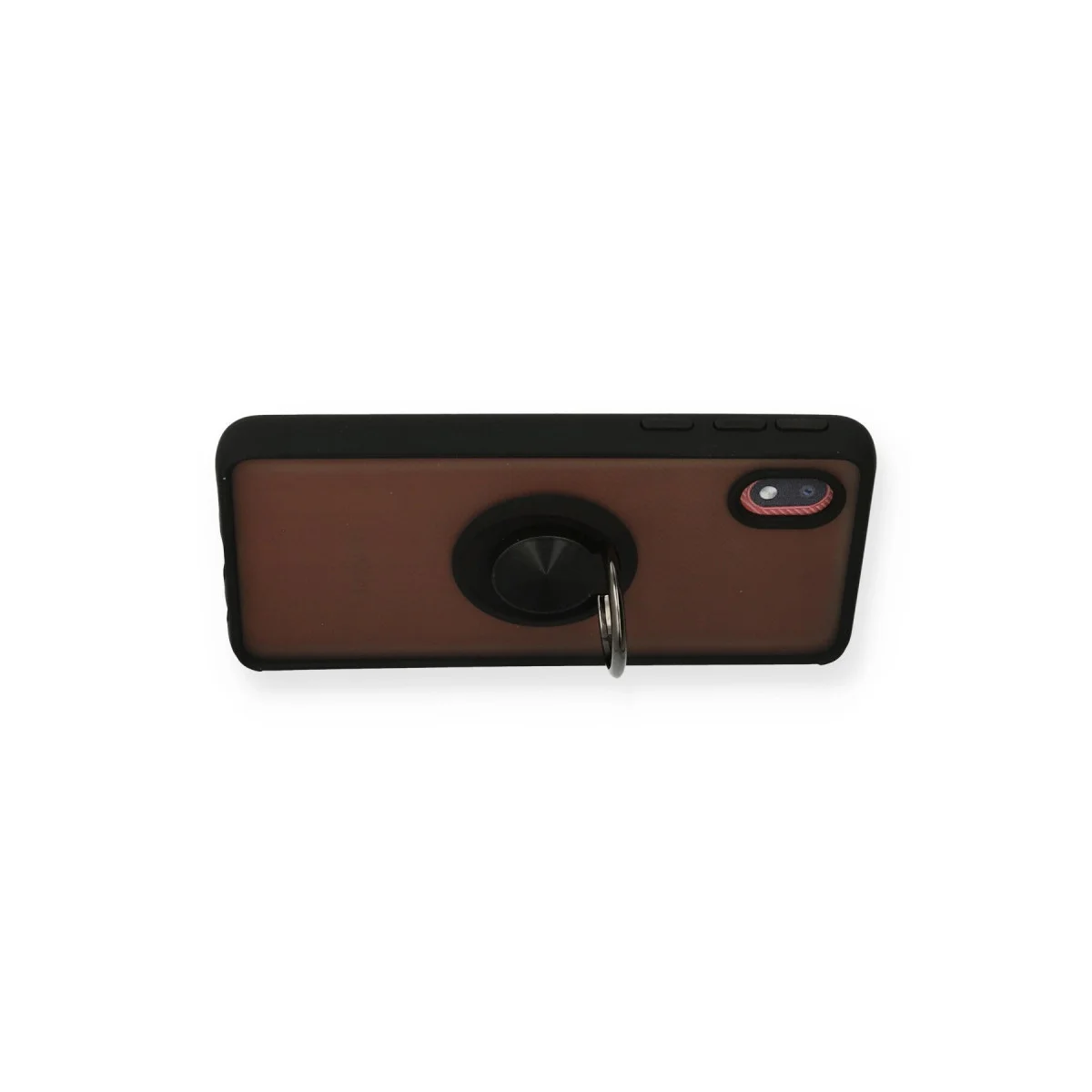 Northcity Galaxy A01 Core Montreal Yüzüklü Silikon Kılıf - Siyah (Mat ve Kaymaz, Metal Ring Stand)
