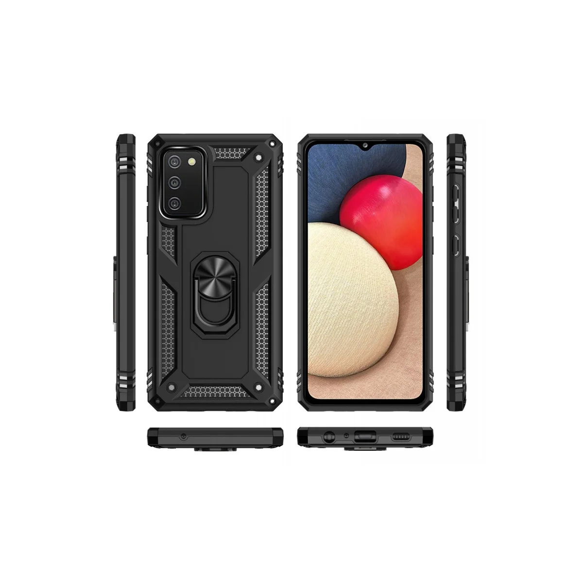 Northcity Galaxy A02S Kılıf - Siyah Sofya Yüzüklü Silikon Kapak | Mükemmel Koruma ve Şık Tasarım