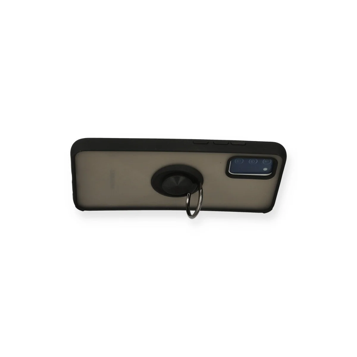Northcity Galaxy A02S Montreal Yüzüklü Silikon Kılıf - Siyah, Kamera ve Ekran Korumalı, Metal Standlı