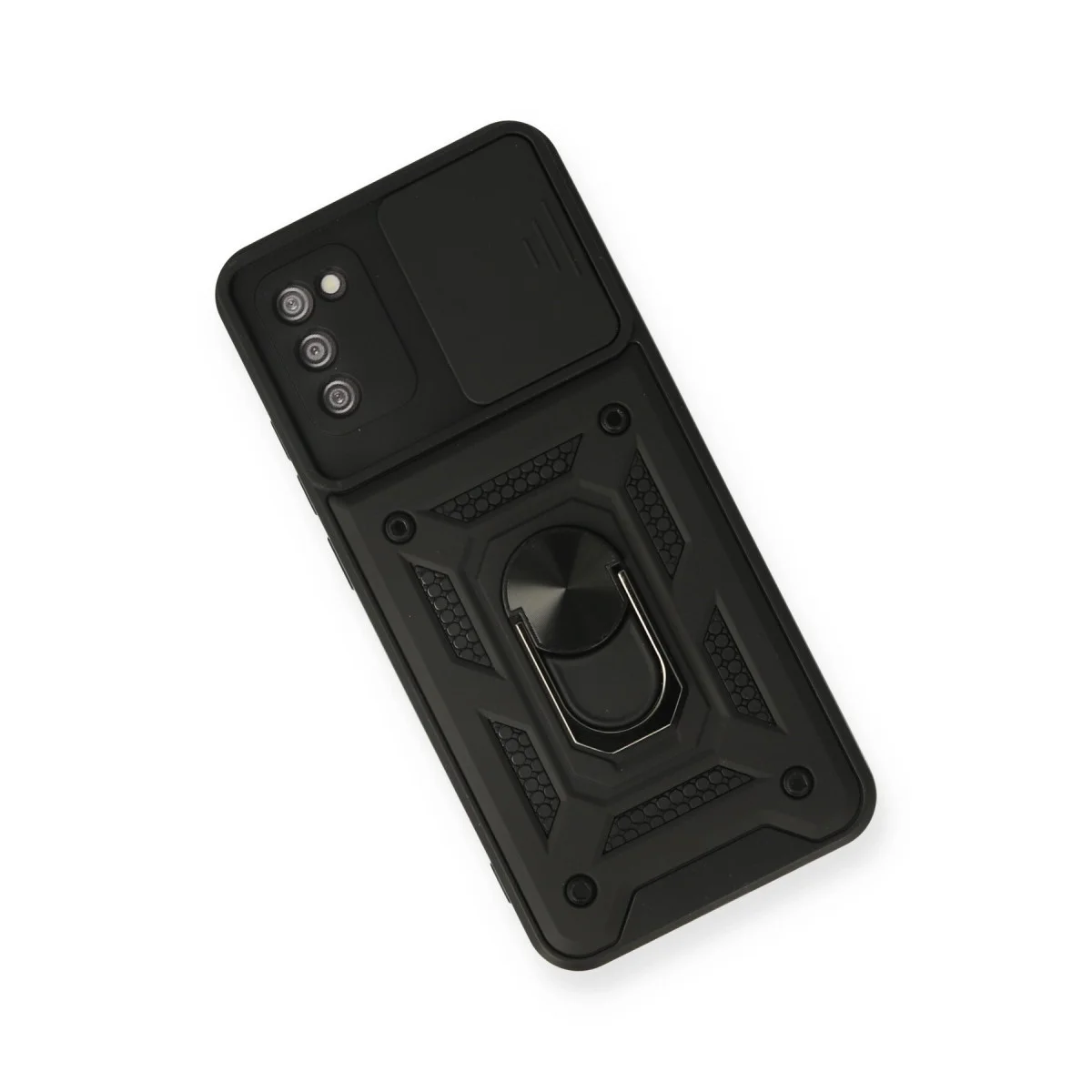 Northcity Galaxy A02S Silikon Kılıf - Pars Lens Yüzüklü, Mat Siyah