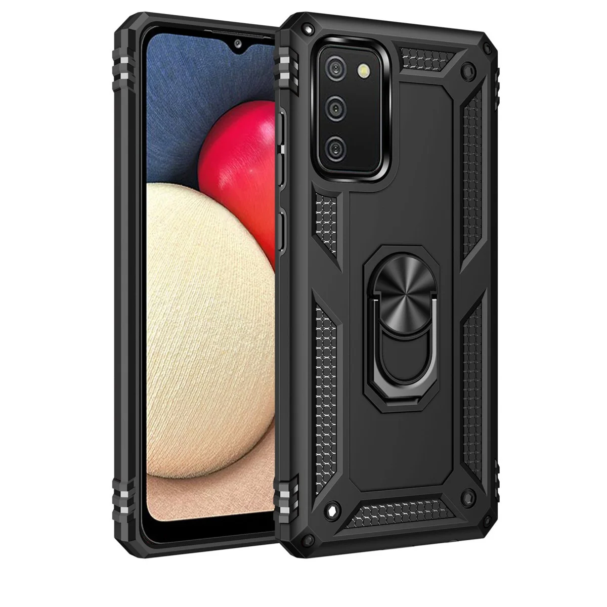 Northcity Galaxy A02S Kılıf - Siyah Sofya Yüzüklü Silikon Kapak | Mükemmel Koruma ve Şık Tasarım