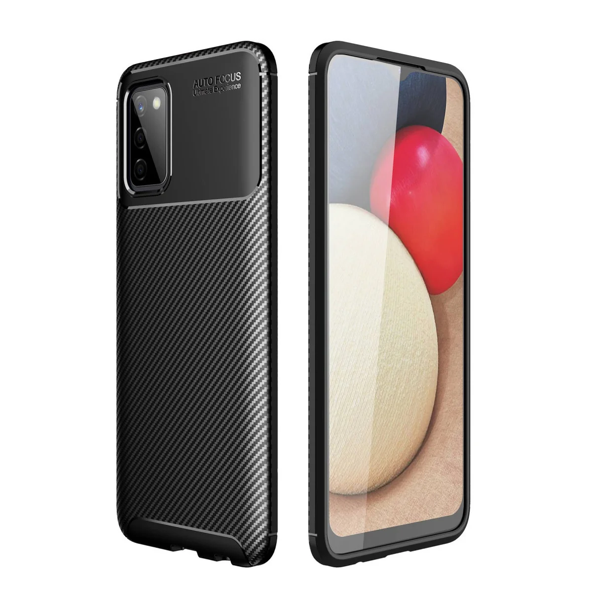 Northcity Galaxy A02S Kılıf Auto Focus Karbon Kapak - Siyah