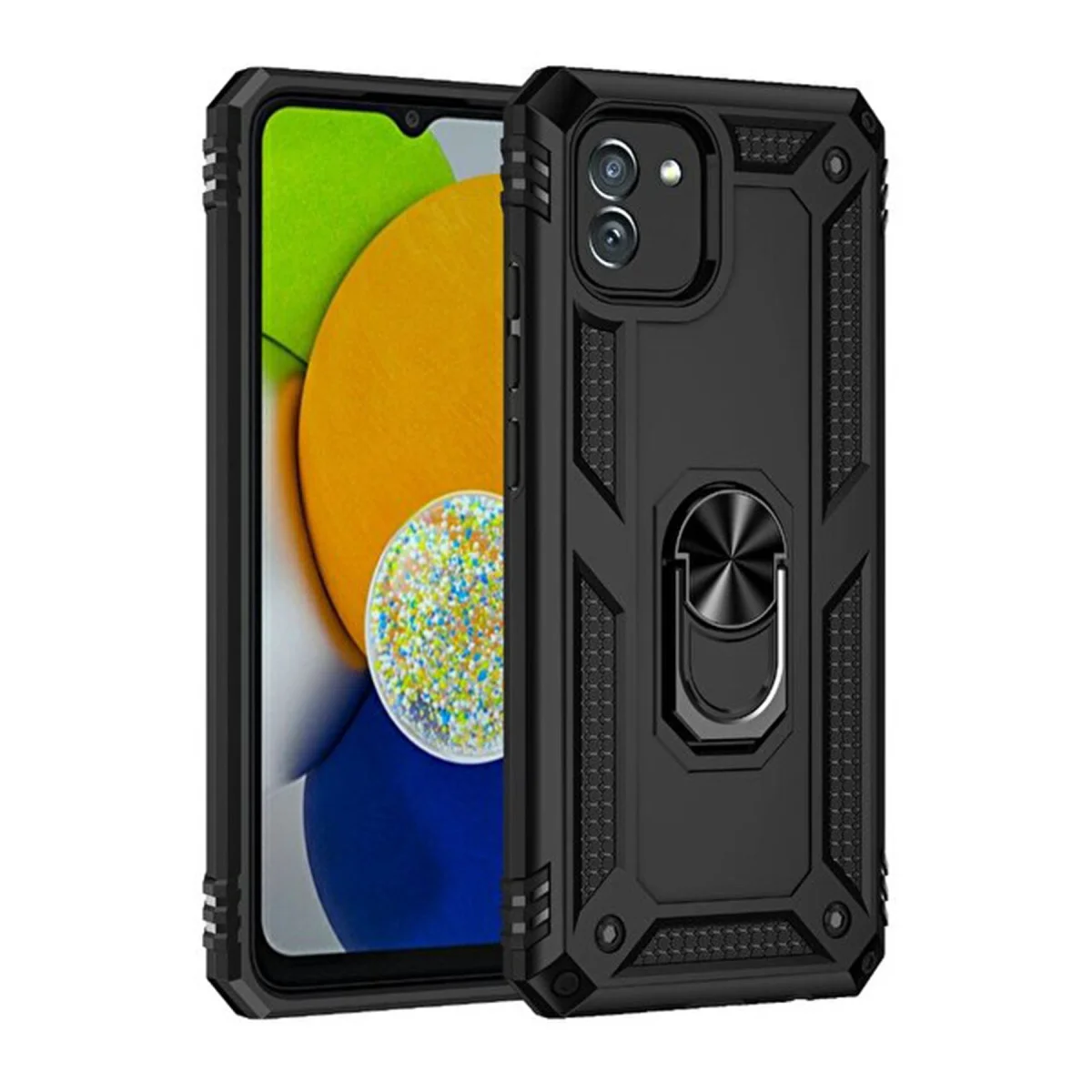 Northcity Galaxy A03 Kılıf Sofya Yüzüklü Silikon Kapak - Siyah