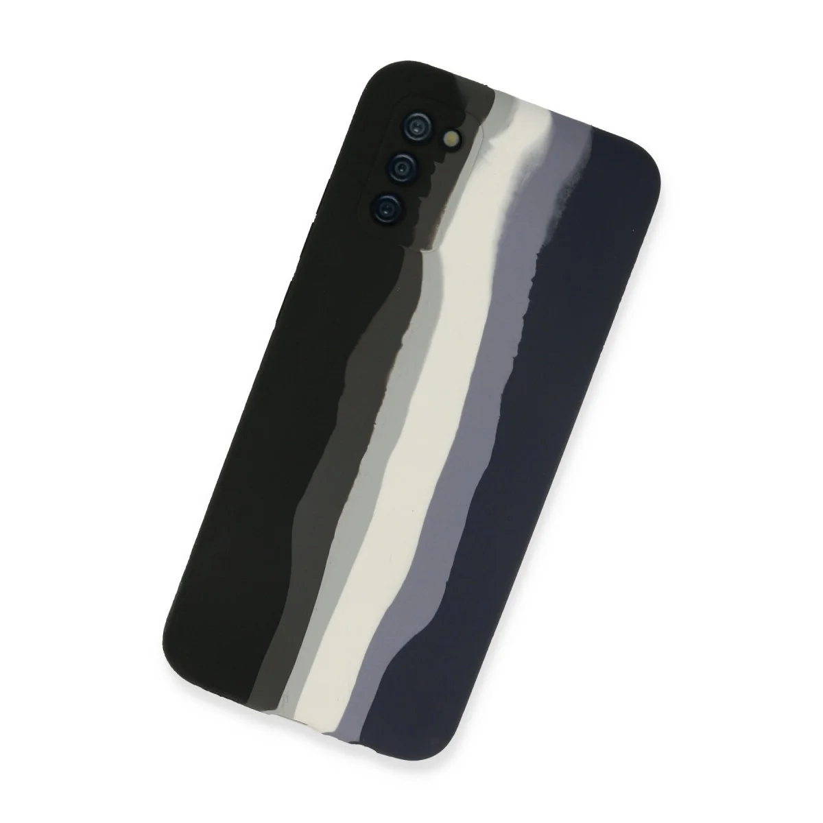 Northcity Galaxy A03S Ebruli Lansman Silikon Kılıf - Siyah-Lacivert Süet İçi Koruyucu