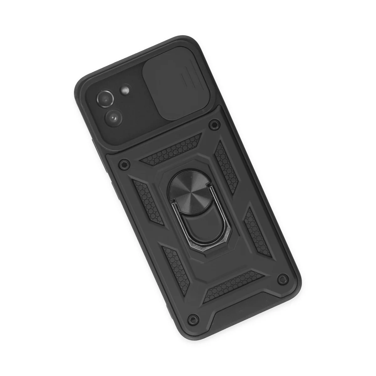 Northcity Galaxy A03 Kılıf Pars Lens Yüzüklü Silikon - Mat, Leke Tutmayan ve Metal Standlı