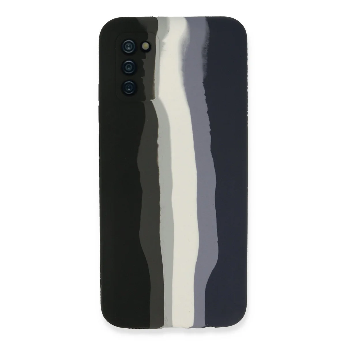 Northcity Galaxy A03S Ebruli Lansman Silikon Kılıf - Siyah-Lacivert Süet İçi Koruyucu