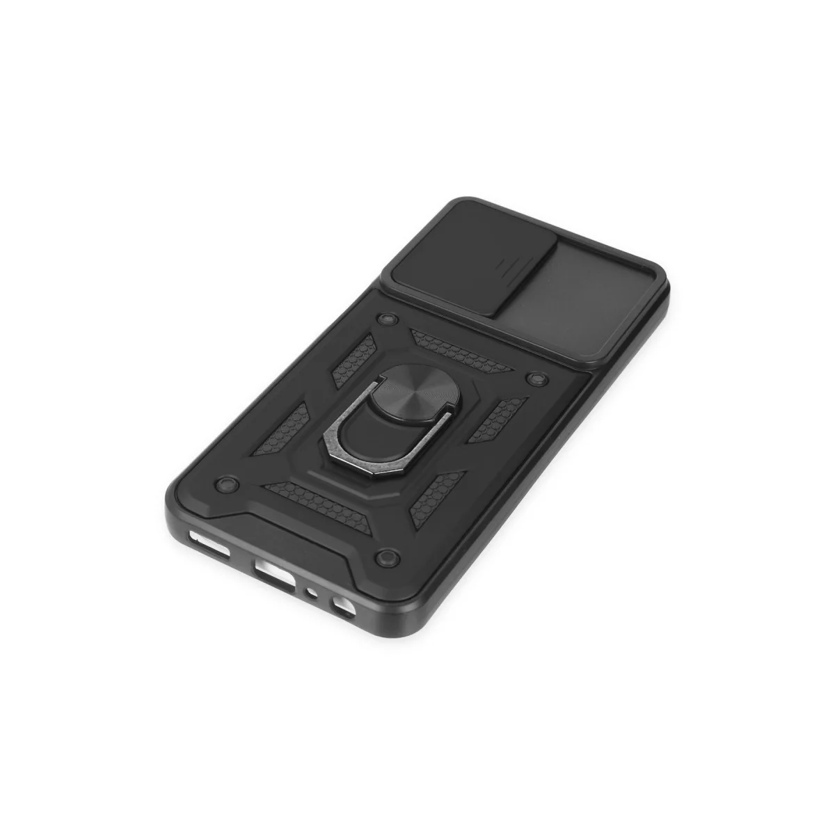 Northcity Galaxy A04S Silikon Kılıf - Pars Lens Yüzüklü Siyah Kılıf (Standlı ve Lens Korumalı)