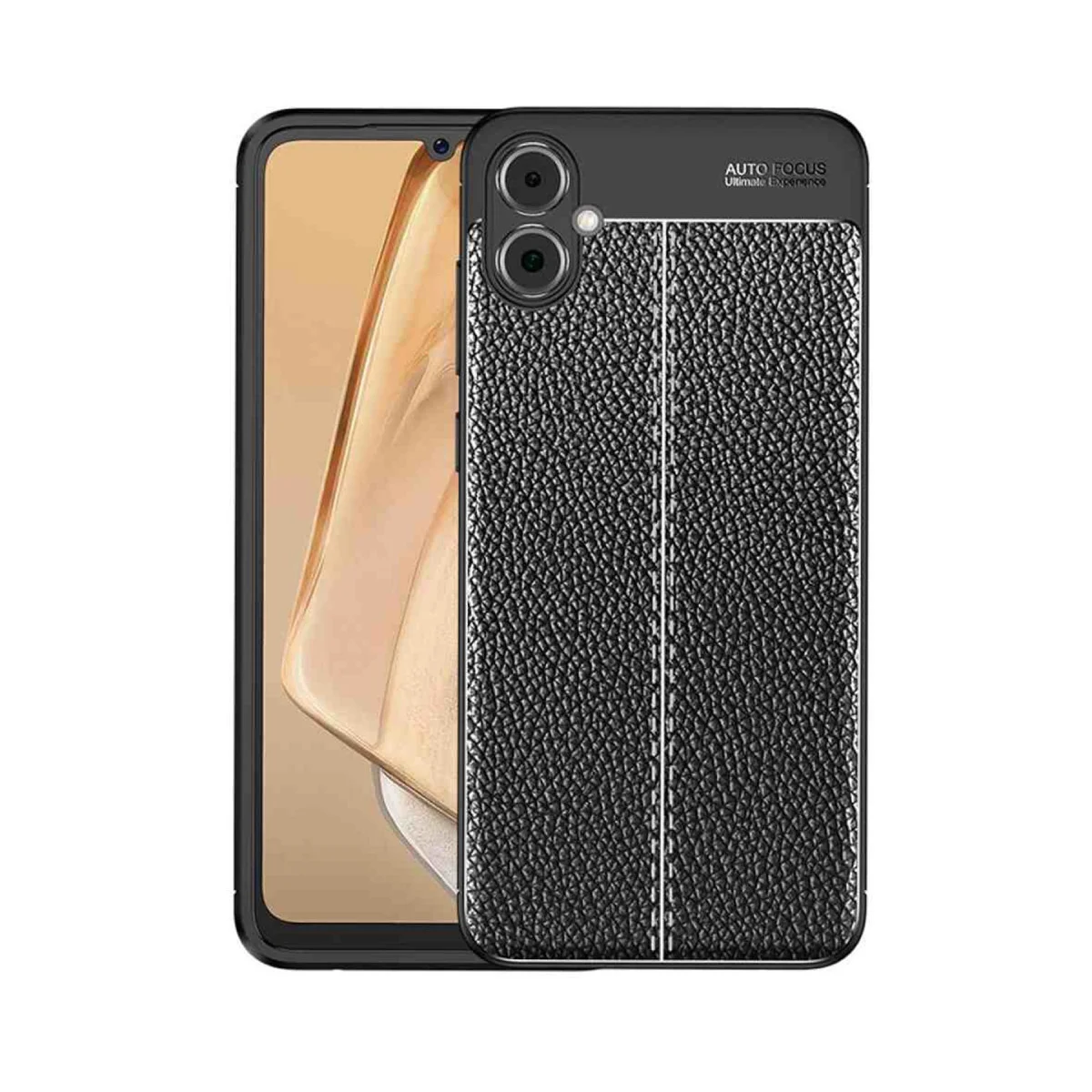 Northcity Galaxy A05 Auto Focus Kılıf - Siyah Deri Dokulu TPU Silikon