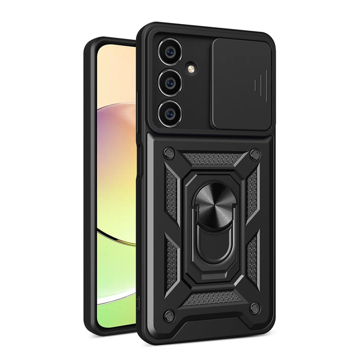 Northcity Galaxy A05S Silikon Kılıf Lens Kapağı ve Metal Stand - Siyah