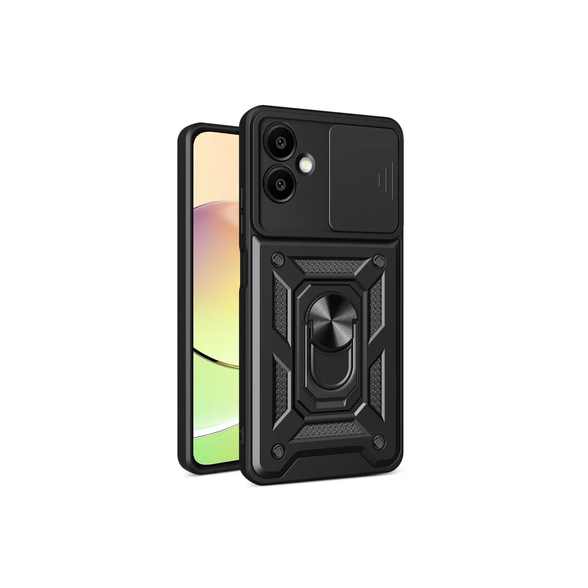 Northcity Galaxy A06 Kılıf Pars Lens Yüzüklü Silikon - Standlı Siyah