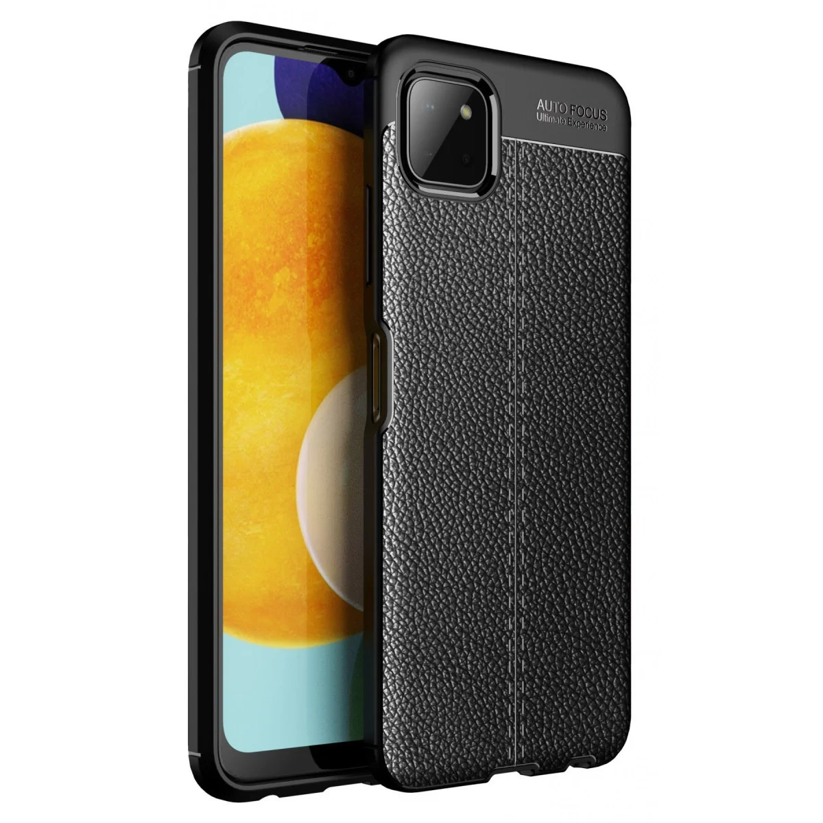 Northcity Galaxy A22 Kılıf Auto Focus - Siyah TPU Deri Dokulu Yüksek Darbe Koruması