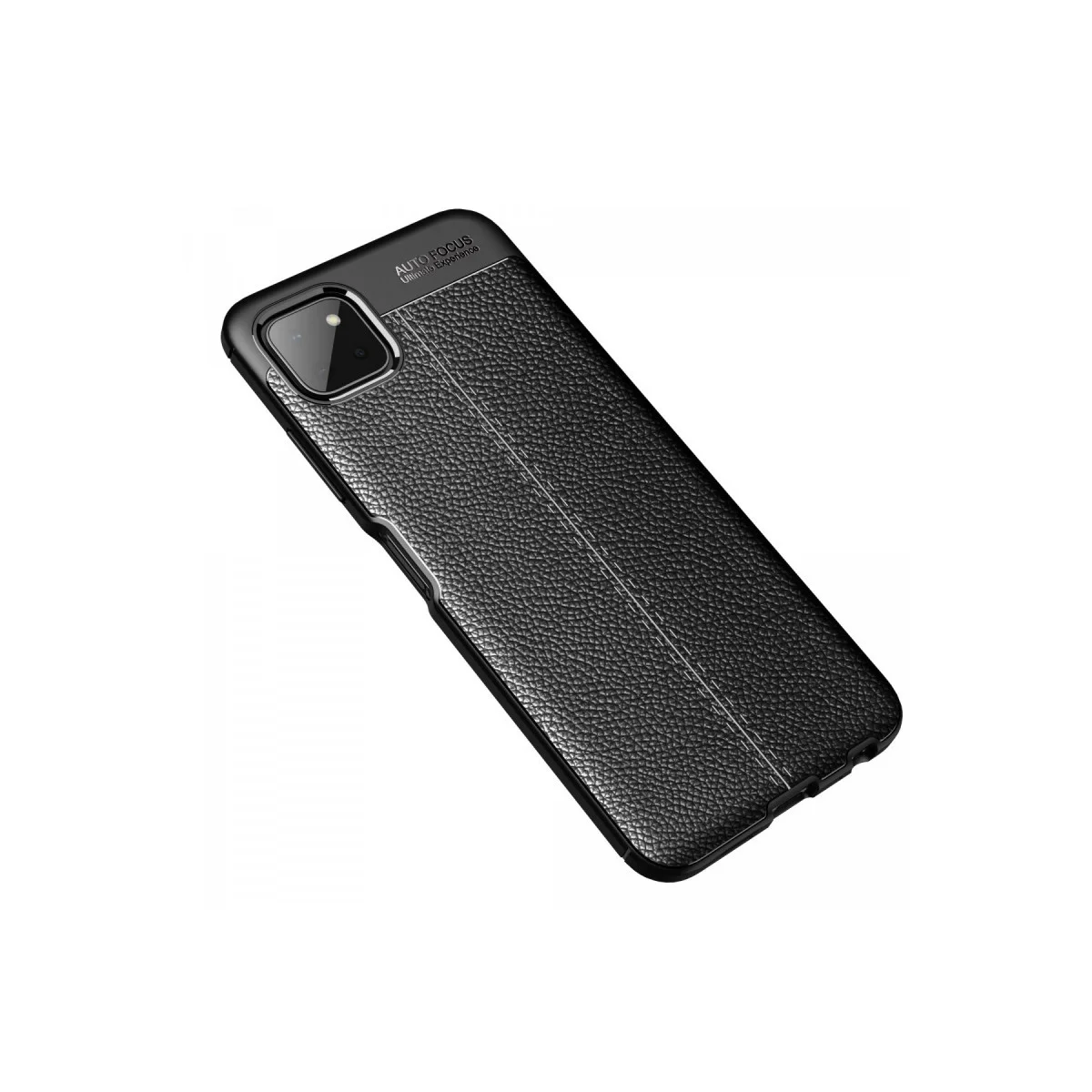 Northcity Galaxy A22 Kılıf Auto Focus - Siyah TPU Deri Dokulu Yüksek Darbe Koruması