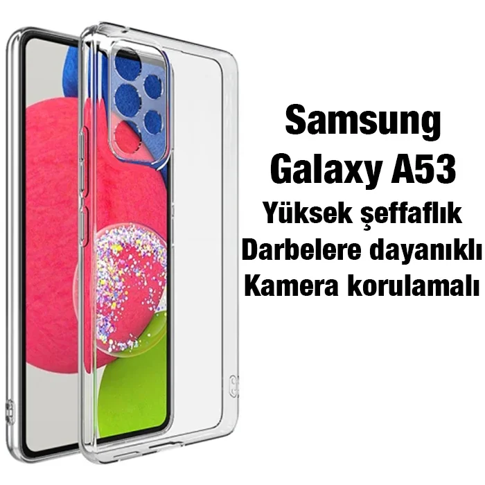 Galaxy A53 5G Kılıf - Ultra İnce Şeffaf Silikon Kamera Korumalı