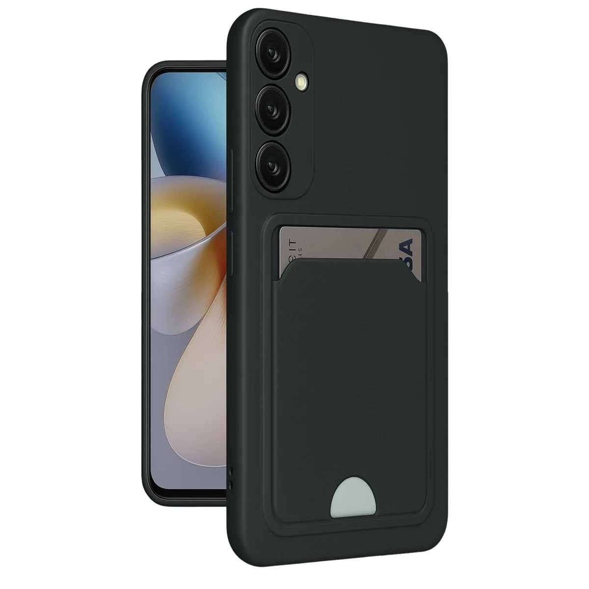 Northcity Galaxy A55 5G Kelvin Kartvizitli Silikon Kılıf - Siyah (Ekran ve Kamera Korumalı)
