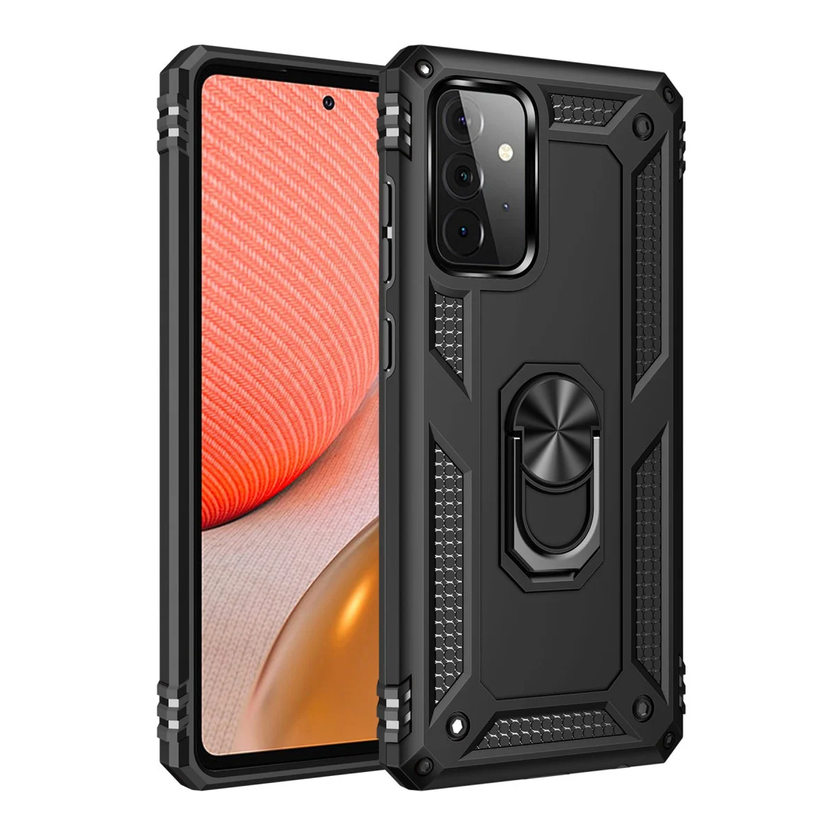 Northcity Galaxy A72 Kılıf Sofya Yüzüklü Silikon Kapak - Siyah