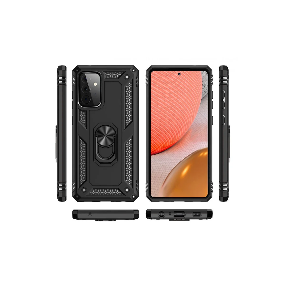 Northcity Galaxy A72 Kılıf Sofya Yüzüklü Silikon Kapak - Siyah