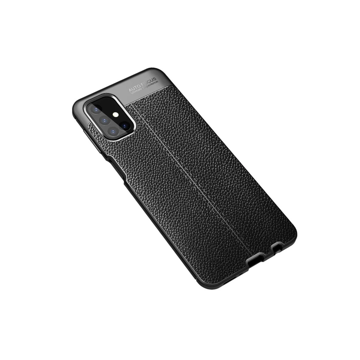 Northcity Galaxy M31S Auto Focus Kılıf - Siyah Deri Dokulu Premium Korumalı Kapak