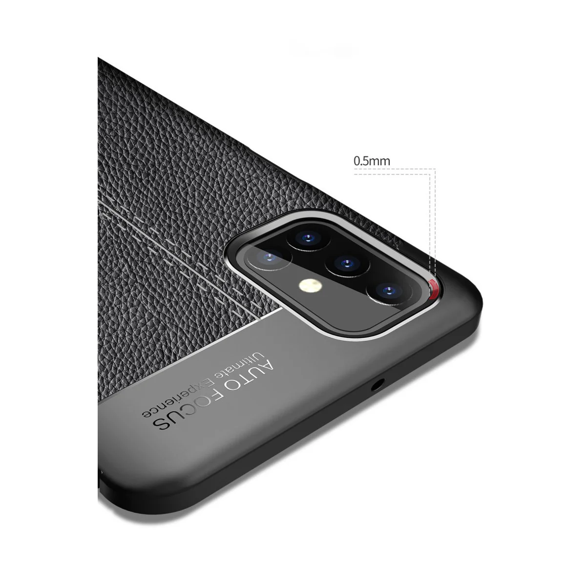 Northcity Galaxy M31S Auto Focus Kılıf - Siyah Deri Dokulu Premium Korumalı Kapak