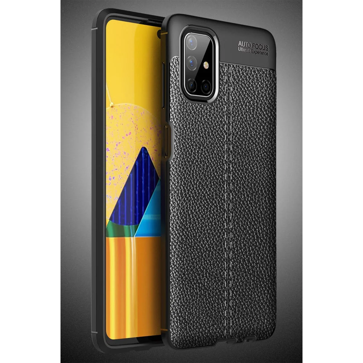 Northcity Galaxy M51 Auto Focus Kılıf - Siyah TPU Deri Dokulu Premium Koruma Kılıfı
