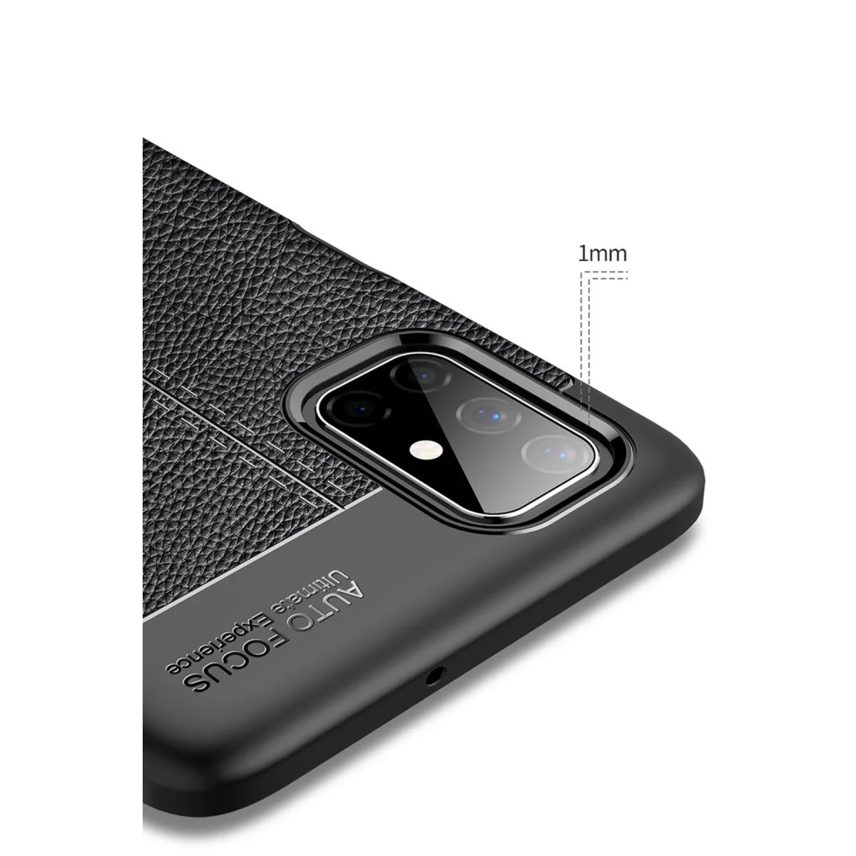 Northcity Galaxy M51 Auto Focus Kılıf - Siyah TPU Deri Dokulu Premium Koruma Kılıfı