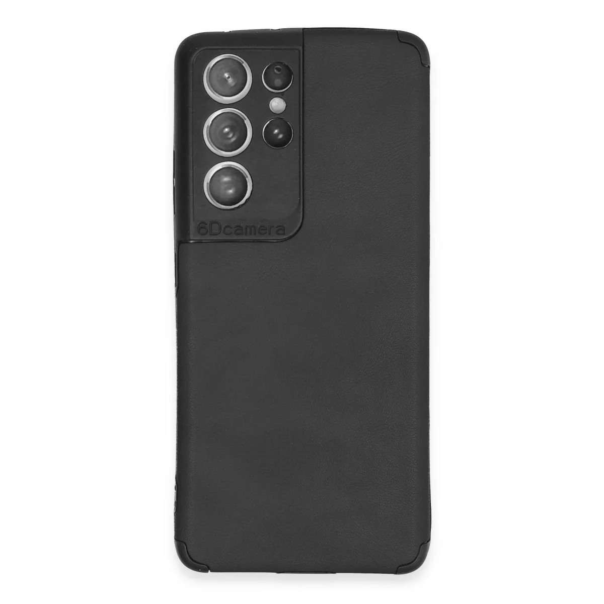 Northcity Galaxy S21 Ultra Kılıf Deri Silikon - Kamera ve Köşe Korumalı Siyah Kılıf