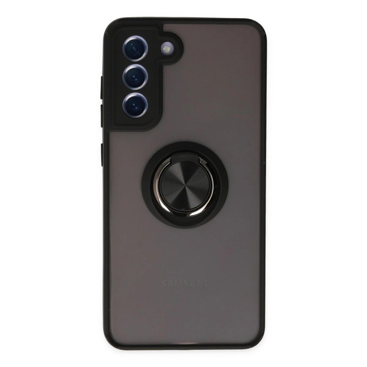 Northcity Galaxy S21 FE Montreal Yüzüklü Silikon Kılıf Siyah - Metal Halkalı ve Korumalı