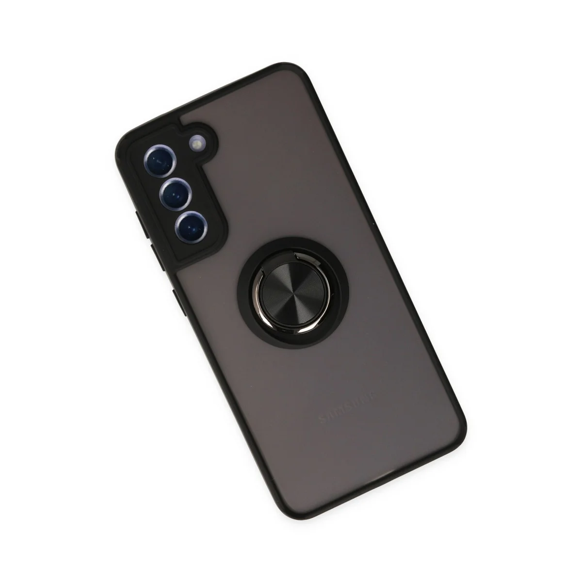 Northcity Galaxy S21 FE Montreal Yüzüklü Silikon Kılıf Siyah - Metal Halkalı ve Korumalı