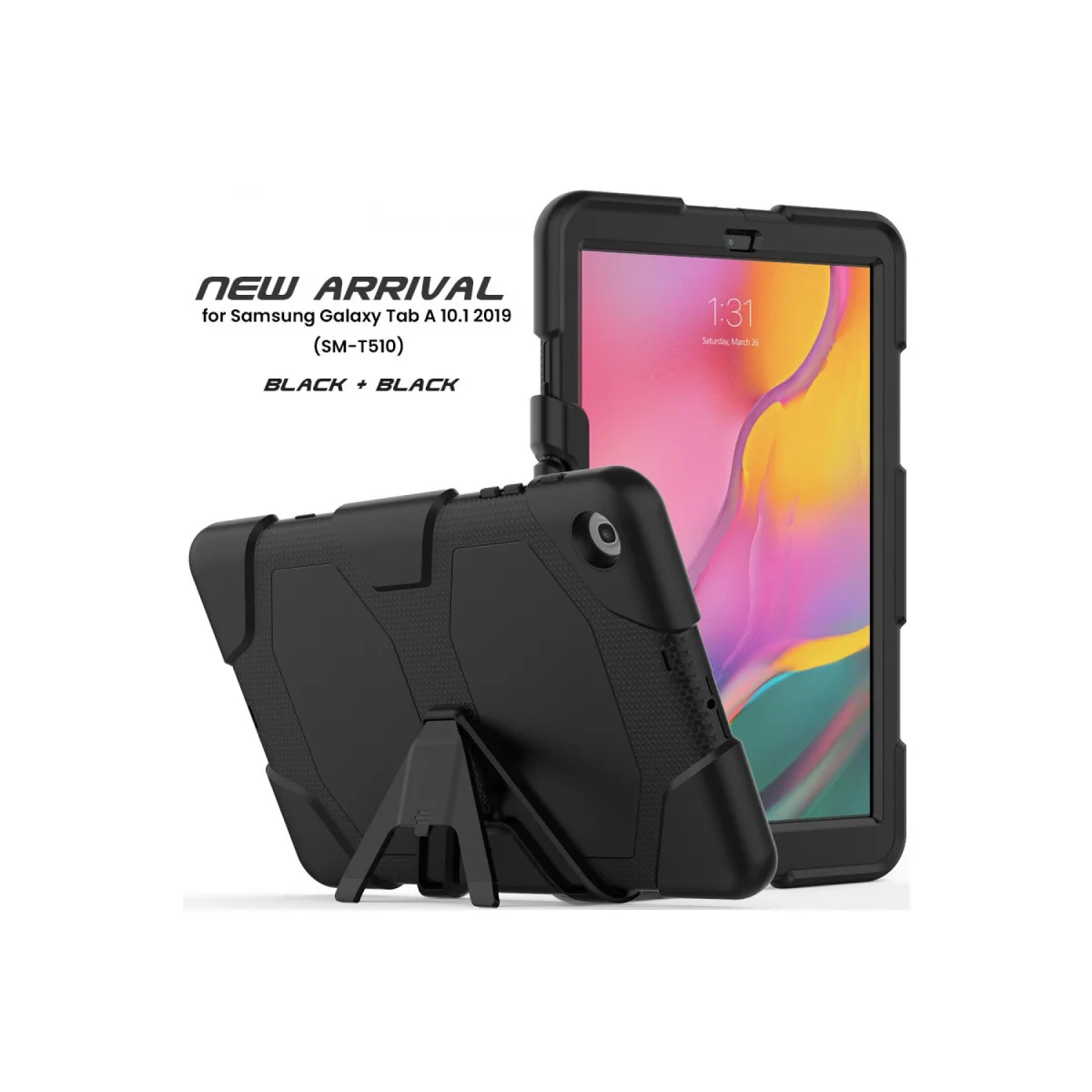Northcity Galaxy T510 Tab A 10.1 Kılıf Griffin Tablet Kapak - Siyah - 360 Derece Dönüşlü Korumalı Kılıf