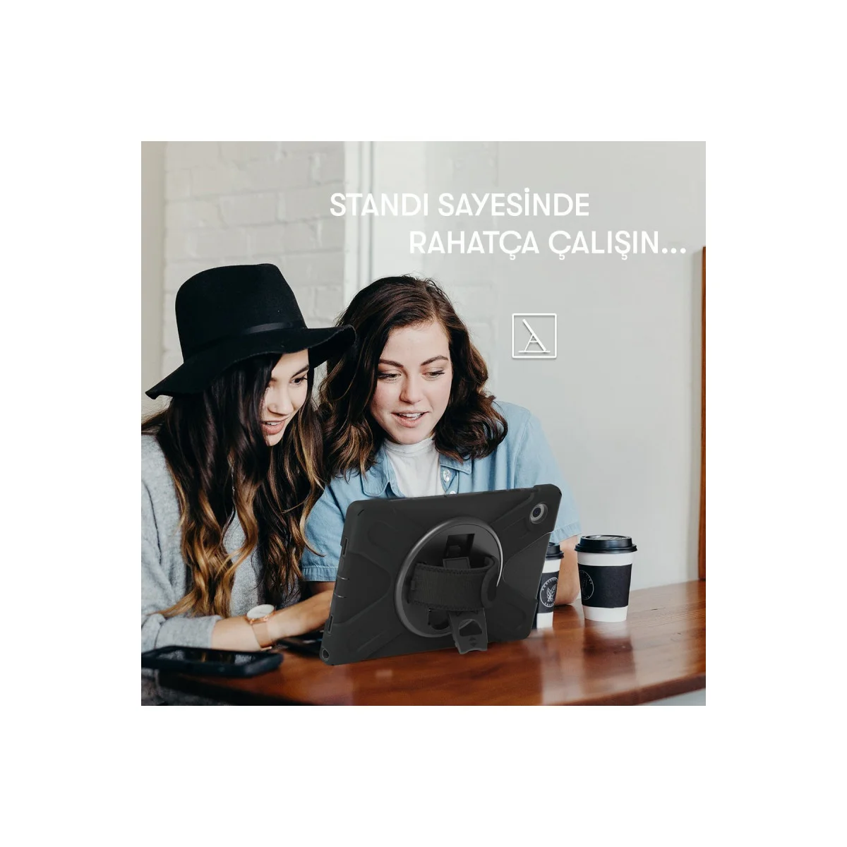 Northcity Galaxy Tab A11 Plus Kılıf - Siyah 360 Derece Dönebilen Tablet Koruyucu ve Stand