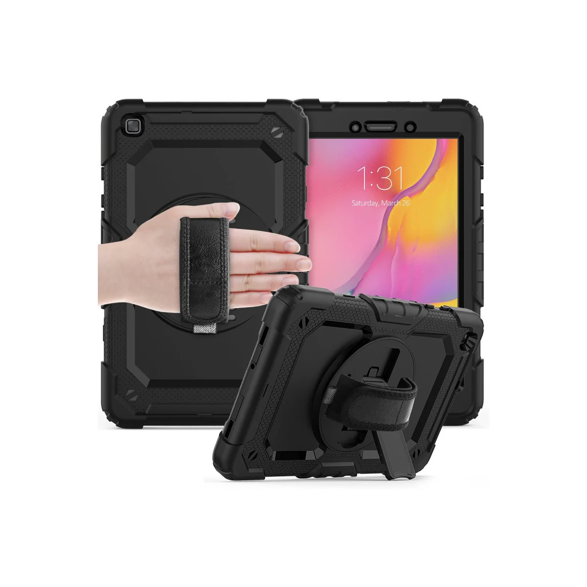 Northcity Galaxy Tab A 8 Kılıf - Siyah Tablet Kılıfı, 360 Dönüşlü, Çizik ve Darbe Korumalı