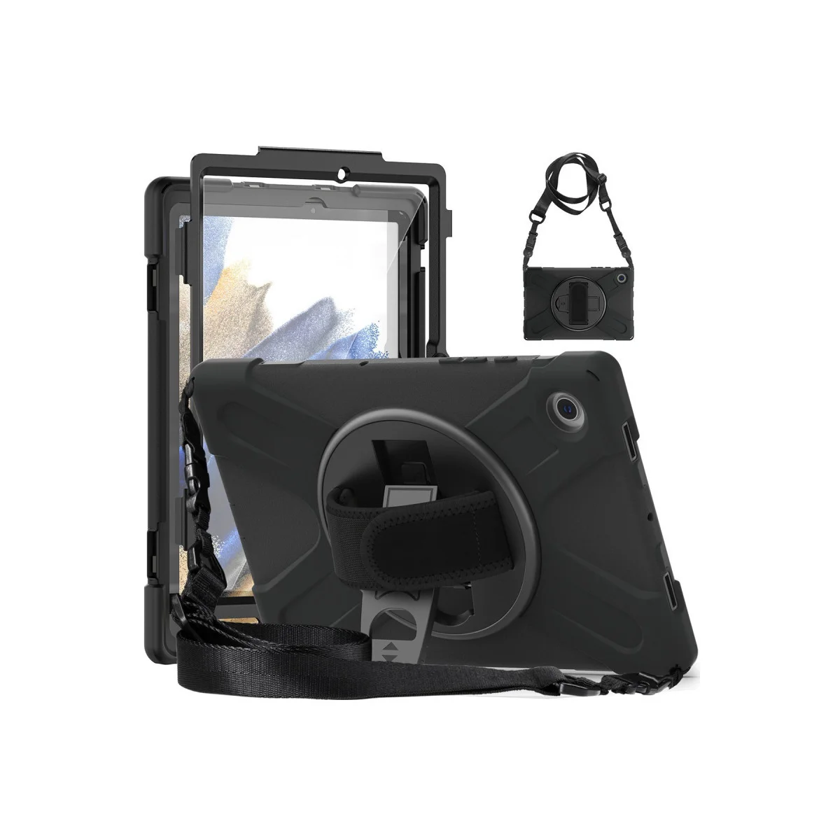 Northcity Galaxy Tab A11 Plus Kılıf - Siyah 360 Derece Dönebilen Tablet Koruyucu ve Stand