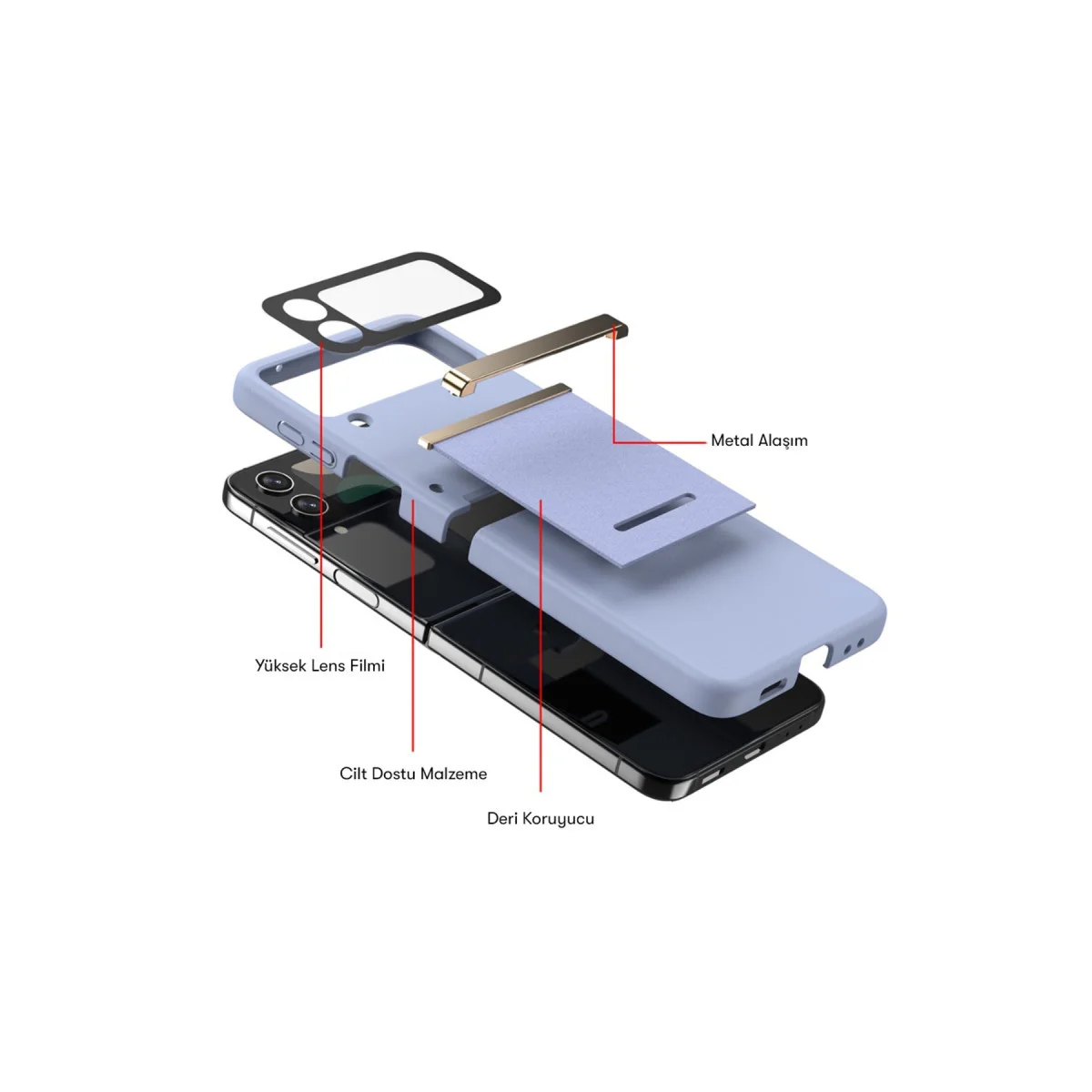 Northcity Galaxy Z Flip 3 Siyah Belt Flip Kapak - Kapsamlı Korumalı Kılıf