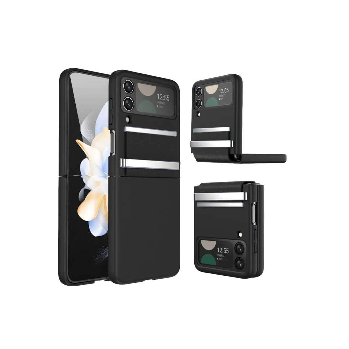 Northcity Galaxy Z Flip 3 Siyah Belt Flip Kapak - Kapsamlı Korumalı Kılıf