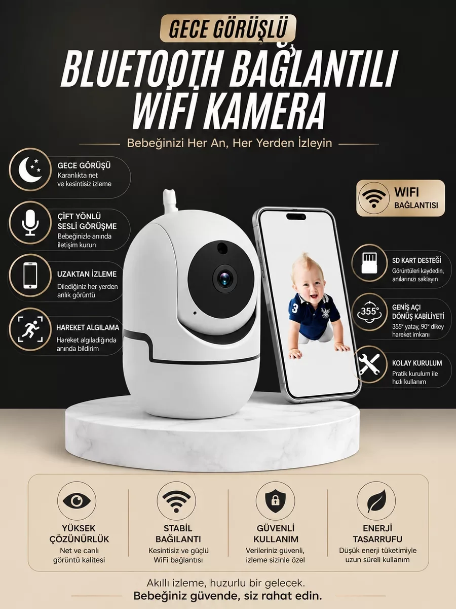 Gece Görüşlü Bebek Kamerası - Telefondan Canlı Takip ve Güvenlik Sistemi
