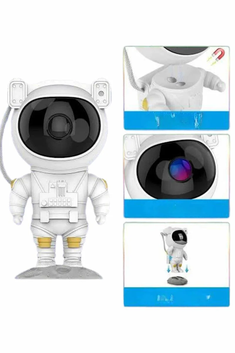 Gece Lambası Astronot Bluetooth Hoparlörlü Galaksi Işık Projektörü - Mini Android Projektör Full HD