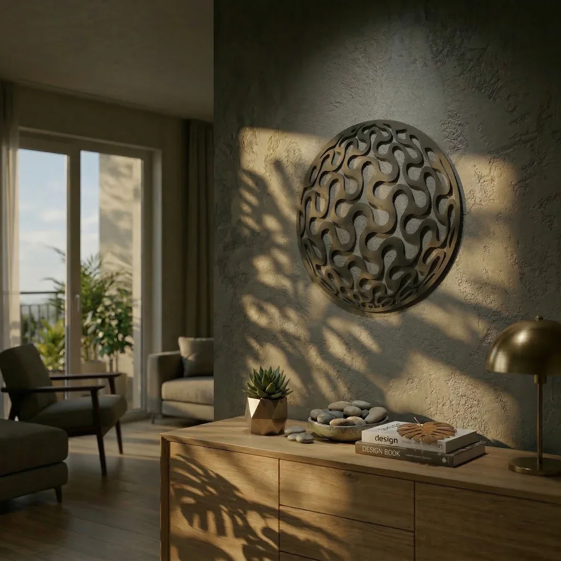 Northcity Geometrik Desenli Daire Duvar Tablosu MDF Lazer Kesim M