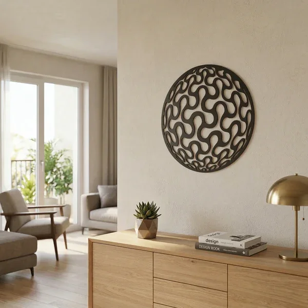 Northcity Geometrik Desenli Daire Duvar Tablosu MDF Lazer Kesim M